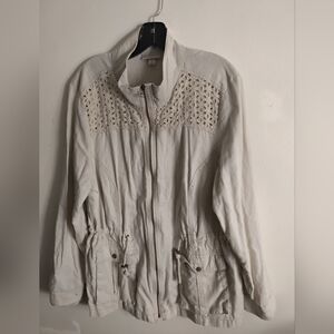Women's Cream Jacket with Eyelet Detail
